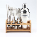 Amazon Hot 13 in 1 Bar Tool 550ml/750ml Stainless Steel  Cocktail Shaker Bartender Set Bartender Kit  with Wood Stand